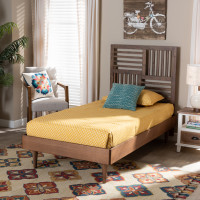 Baxton Studio Romy-Ash Walnut-Twin Baxton Studio Romy Modern and Contemporary Walnut Brown Finished Wood Twin Size Platform Bed